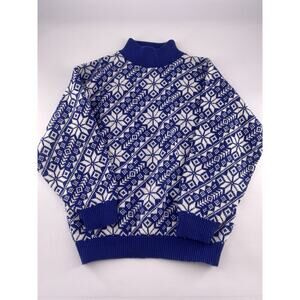 VTG Sweater Womens Large Village Green USA Snowflakes Winter Grandma Fair Isle